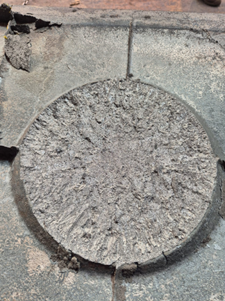 Detalle de la superficie de la pieza fundida
